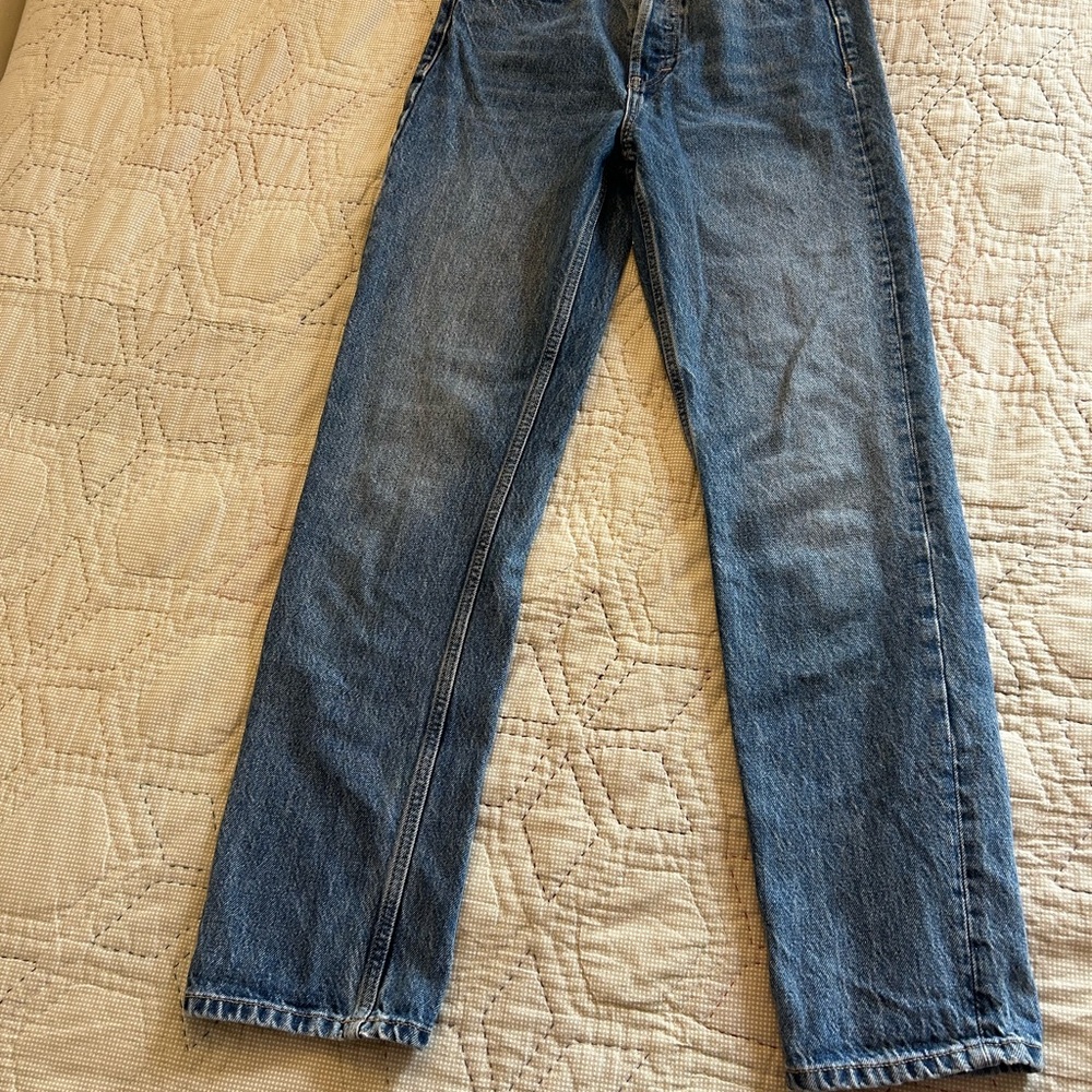 Topshop Button Fly High Waist Editor Straight leg jeans  Size 26/4 Tall
